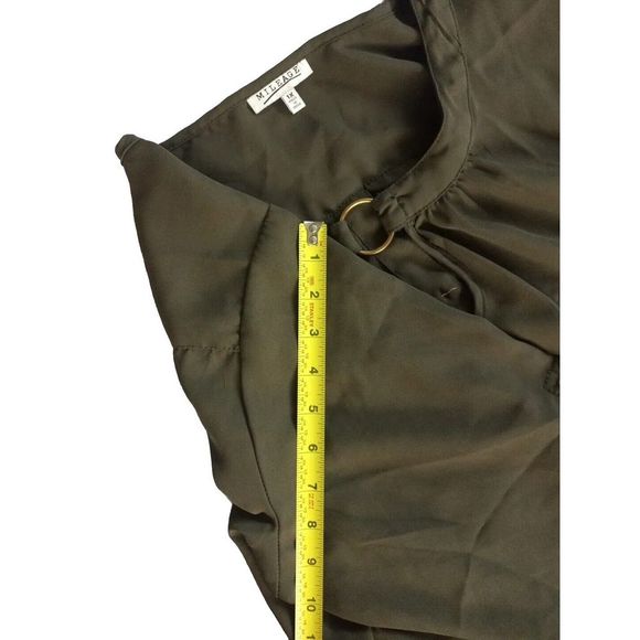 Mileage Women's XL Pleated Metal Ring Classic Military Green Blouse‎ Spandex - Picture 11 of 12